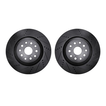 Dynamic Friction Co Rotors-Drilled and Slotted-Black, Zinc Plated black, Zinc Coated, 8002-75015 8002-75015